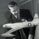 Johnson with a model of the Lockheed P-80 Shooting Star, the US Air Force’s first operational jet fighter (Lockheed Martin)